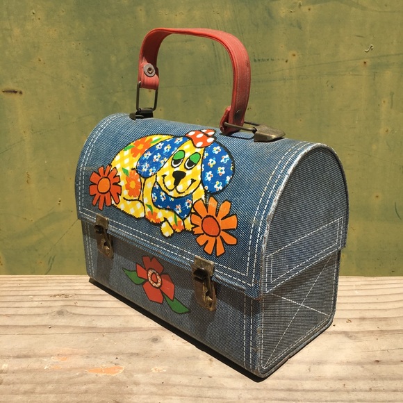 1970’s Patterned *Sleepy Dog* Metal Lunchpail~ - Picture 3 of 6